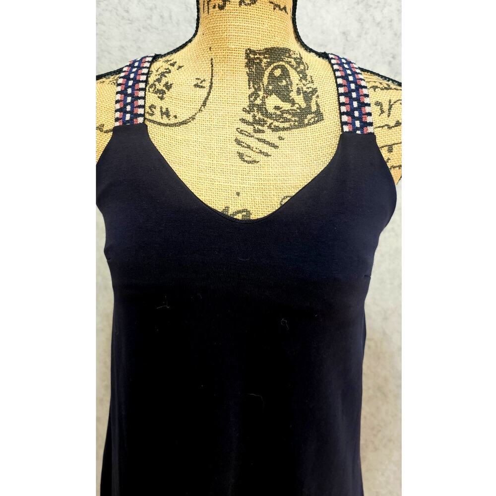 Saint + Sophia Sunset Dress, Navy Blue, Chevron, Flowy, Long, 48in Length Sz 2 - Picture 12 of 13